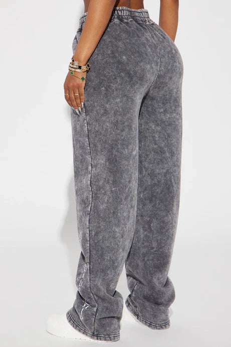 Pantalon de survêtement à jambes larges lavé Good Vibes - Gris/combo