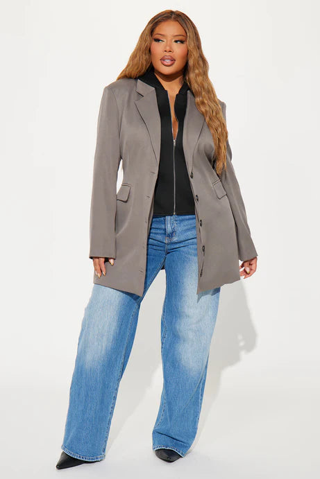 Blazer long Cozy Office Days - Gris