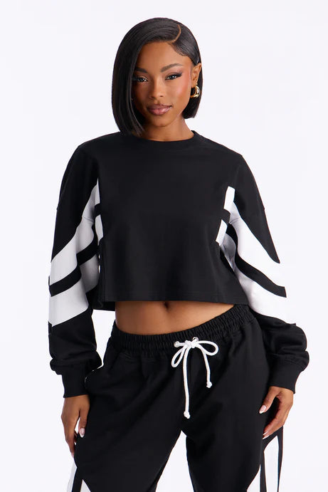 Ensemble de pantalons Leiona French Terry - Noir/Blanc