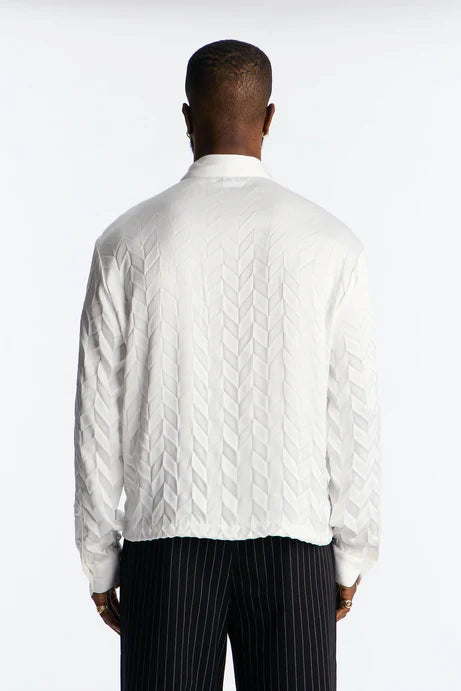 Chemise boutonnée Prism Weave - Blanc