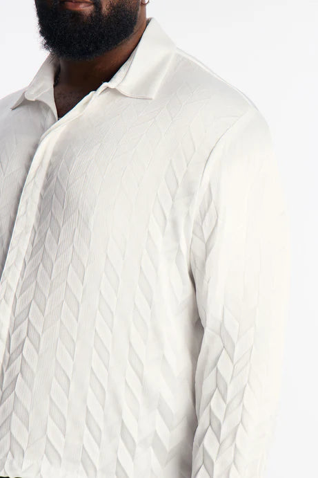 Chemise boutonnée Prism Weave - Blanc
