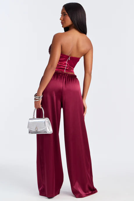 Dessus corset à paillettes Bae - Vin