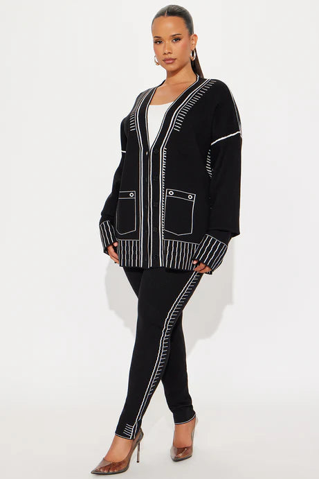 Ensemble de pantalon pull Riley - Noir/Blanc