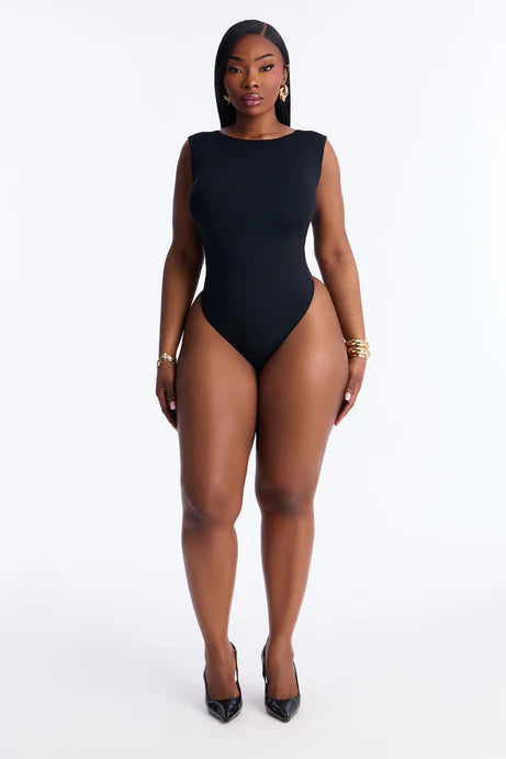 Body dos nu à double doublure Second Skin - Noir