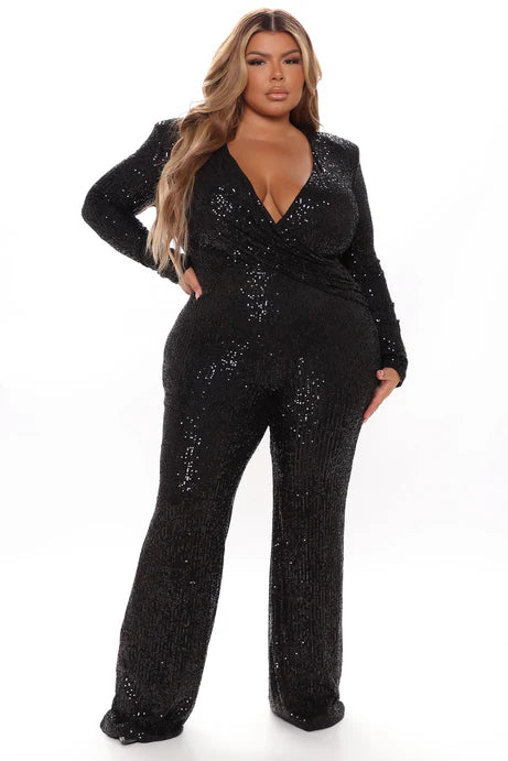 Combinaison à paillettes Samantha - Noir