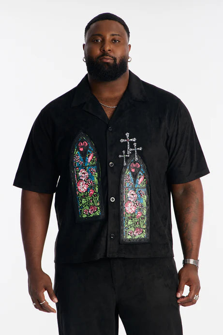 Chemise boutonnée cubaine Stained Truth - Noir