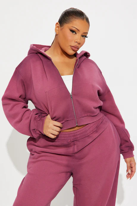 Ensemble pantalon en polaire lavée Wynona - Bourgogne