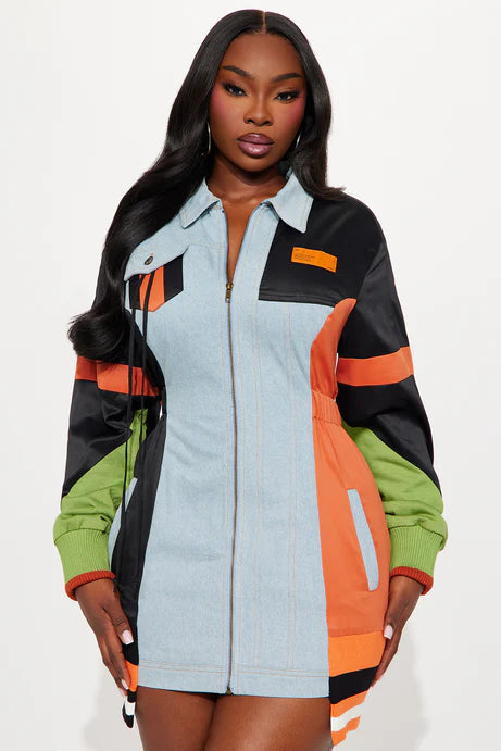 Mini-robe en jean Sonic Zoom - Noir/combo