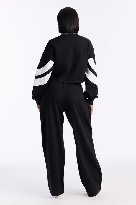 Ensemble de pantalons Leiona French Terry - Noir/Blanc