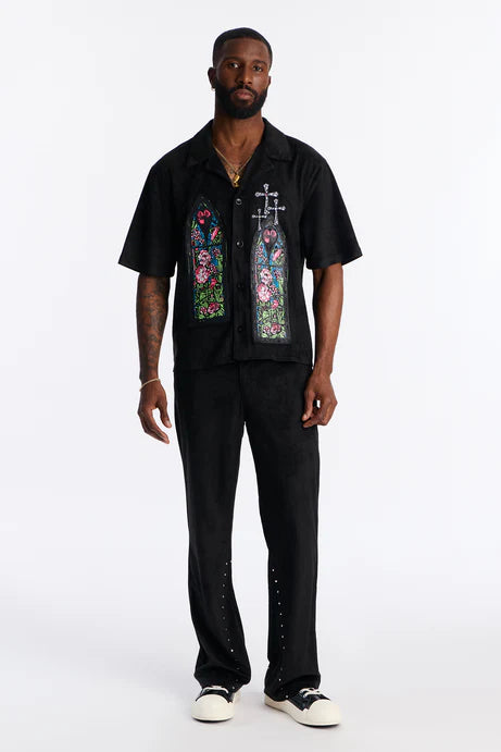 Chemise boutonnée cubaine Stained Truth - Noir