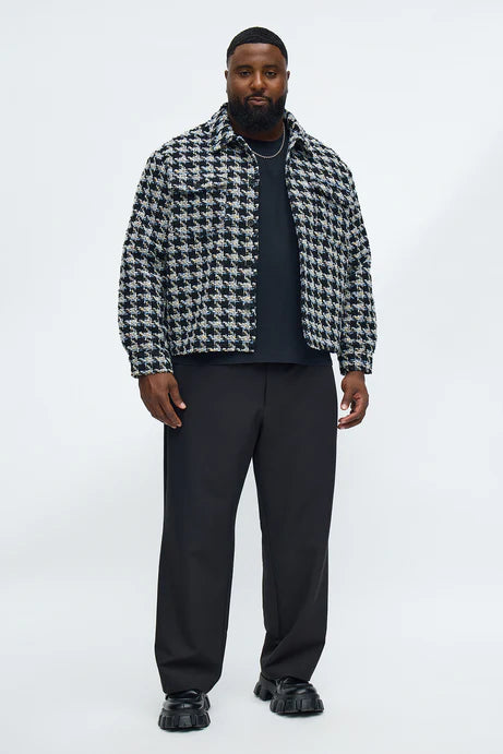 Boucle texturée courte en pied-de-poule - Noir