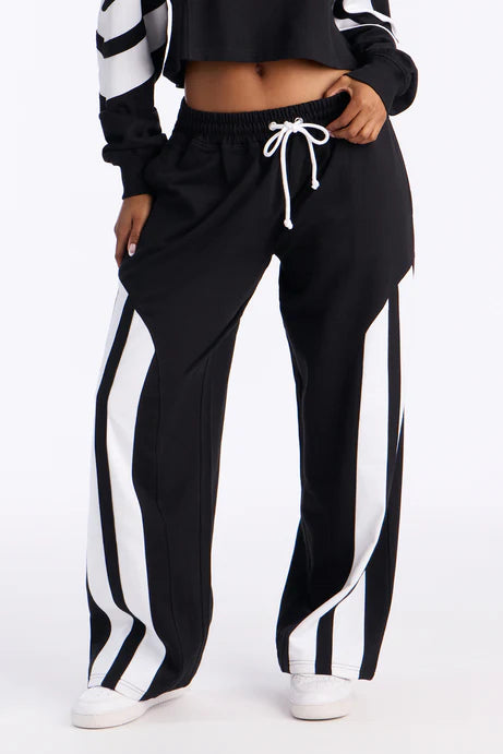 Ensemble de pantalons Leiona French Terry - Noir/Blanc