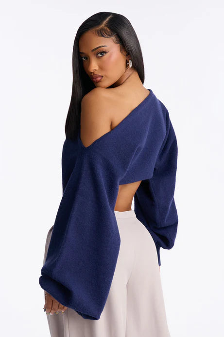 Haut pull à une épaule Love Away - Marine