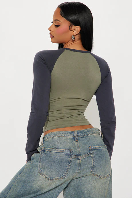 T-shirt à manches longues Raglan StarStruck - Olive