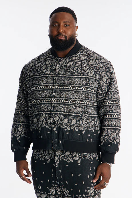 Blouson aviateur Jacquard Paisley Relaxant - Noir