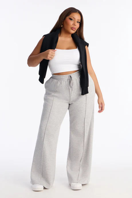 Pantalon de survêtement à jambes larges et latérales - Gris