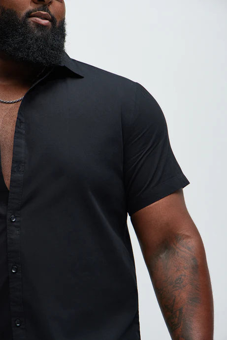 Chemise boutonnée à manches courtes Ryland - Noir