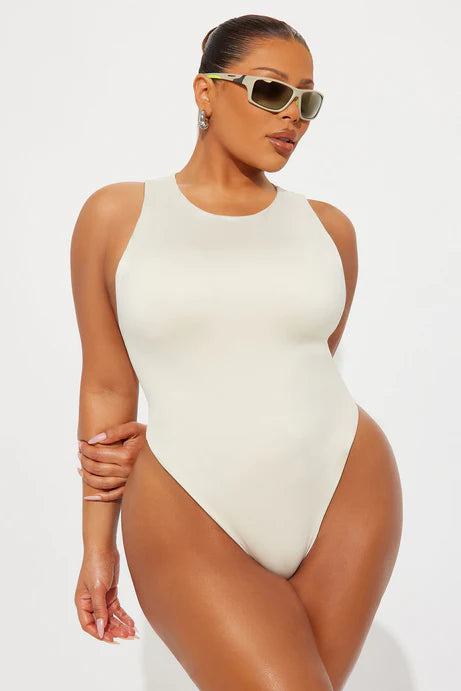 Body à col rond doublé à double doublure - Bone