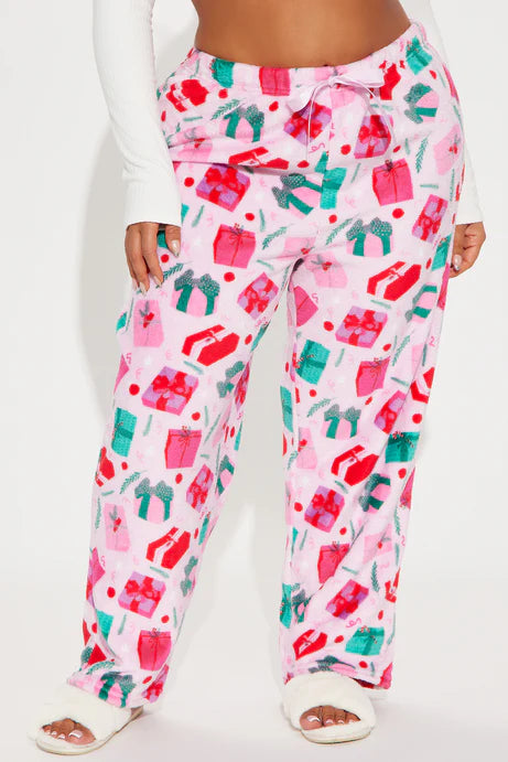 Cadeaux sous l'arbre Pantalon de pyjama en peluche - Rose/combo