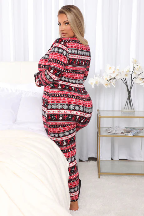 Bébé, il fait froid dehors PJ Onesie - Rouge/combo