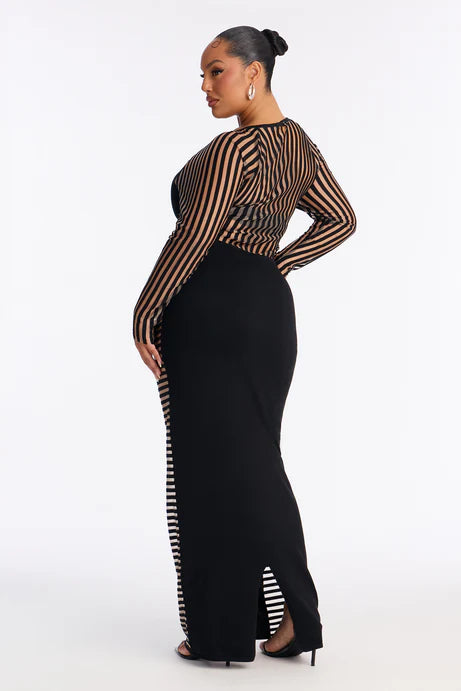Robe longue rayée Sleeker Than You - Noir
