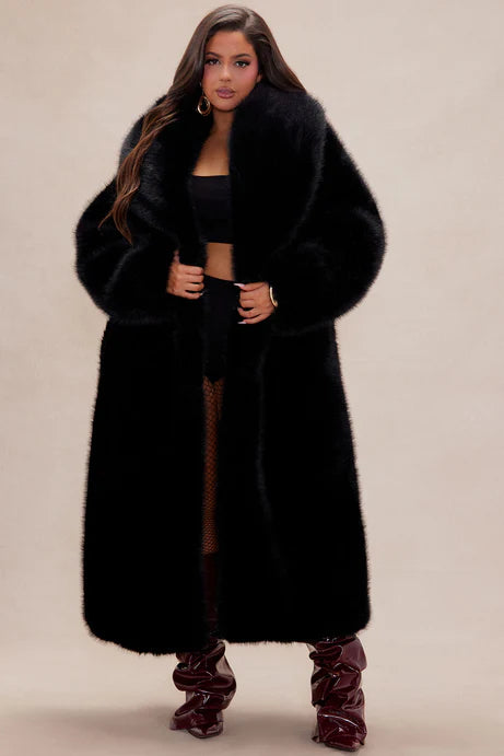 Manteau en fausse fourrure Madison - Noir