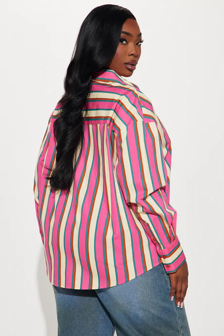 Je suis le sujet principal Chemise rayée - Rose/combo