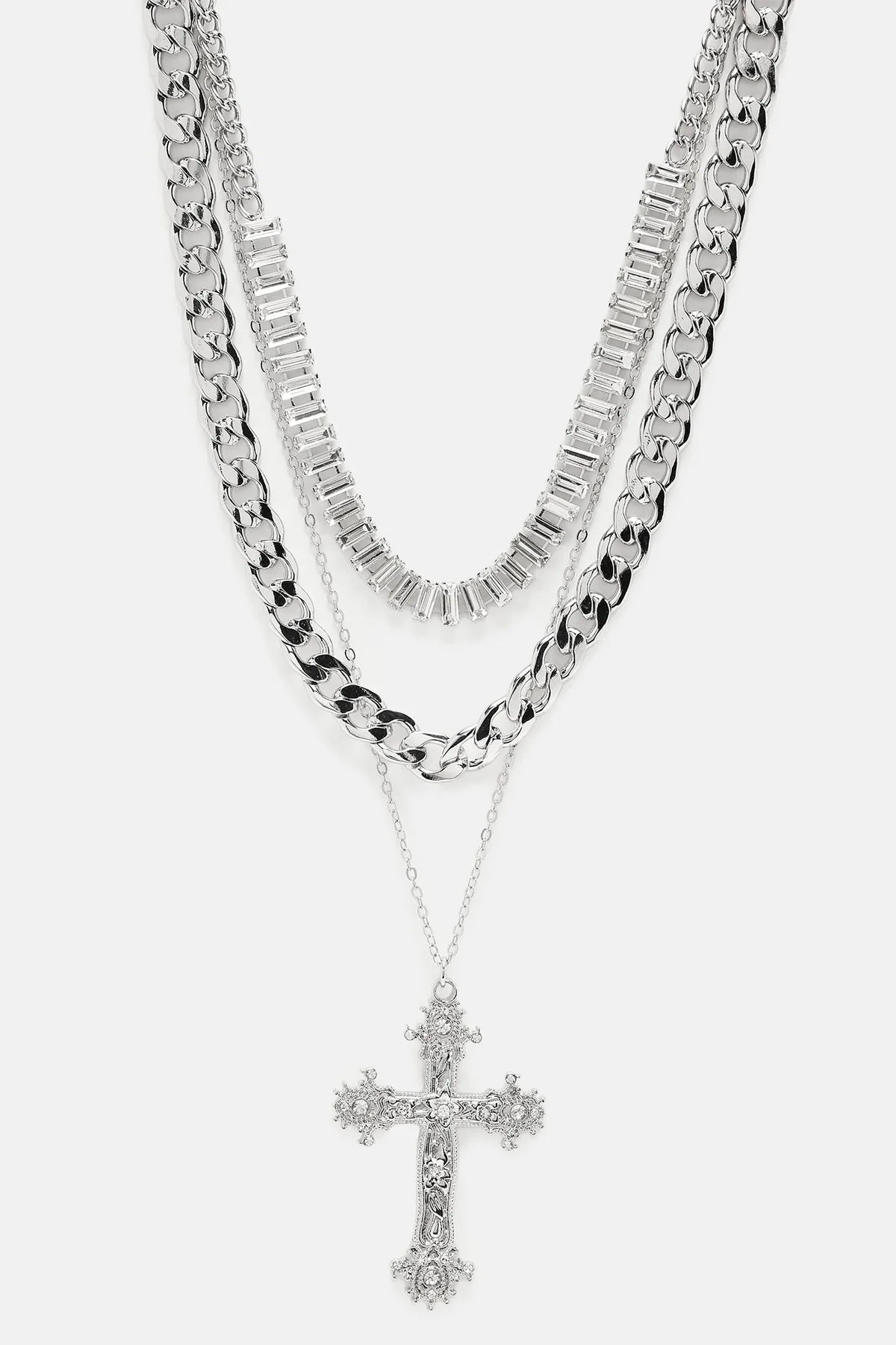 Collier Cross Your Heart Babe - Argent