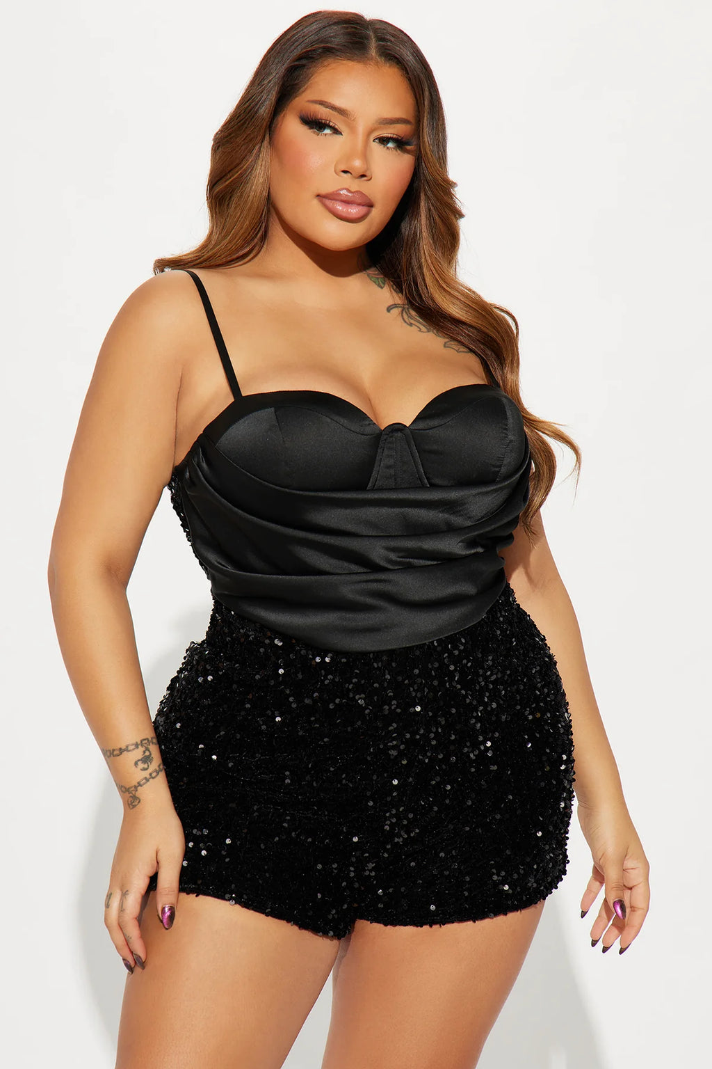 Combishort à Sequins-Noir