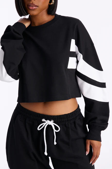 Ensemble de pantalons Leiona French Terry - Noir/Blanc