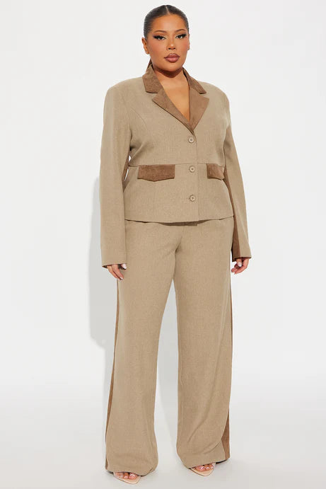 Blazer rigide en sergé contrasté Bonnie - Marron