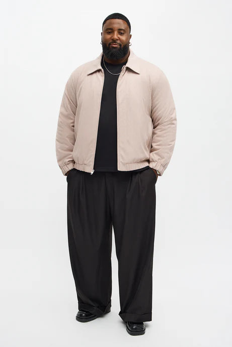 Blouson aviateur rembourré à chevrons surélevé - Rose