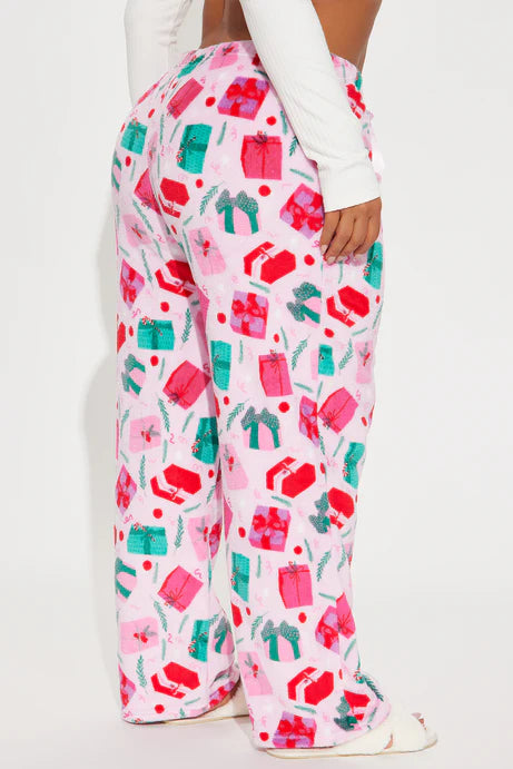 Cadeaux sous l'arbre Pantalon de pyjama en peluche - Rose/combo