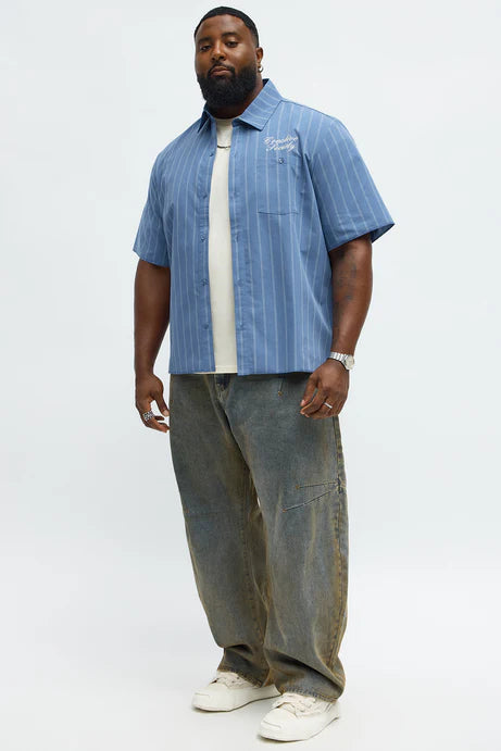 Chemise boutonnée Creative Society Raw Hem Mechanic - Bleu