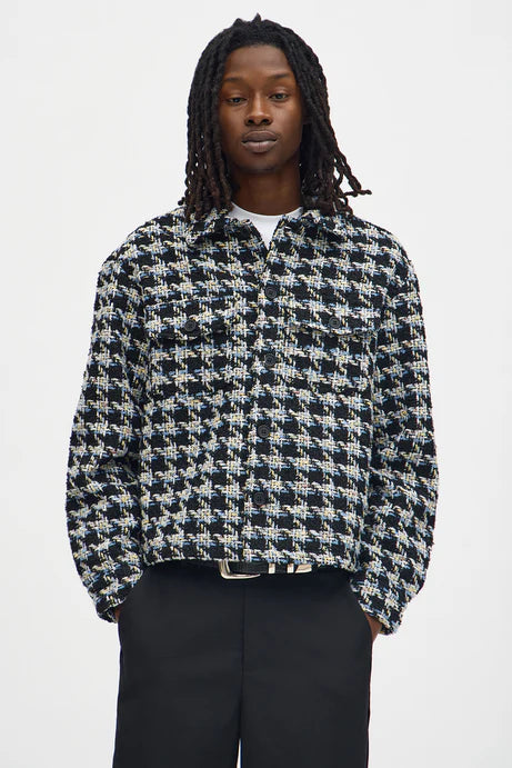 Boucle texturée courte en pied-de-poule - Noir