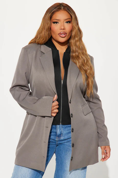 Blazer long Cozy Office Days - Gris