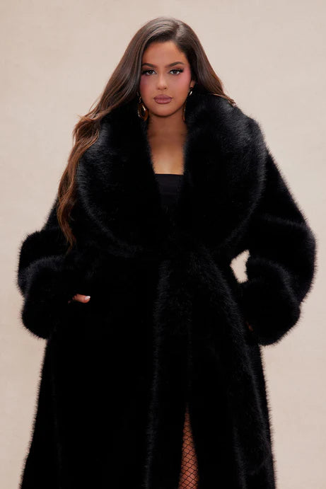 Manteau en fausse fourrure Madison - Noir