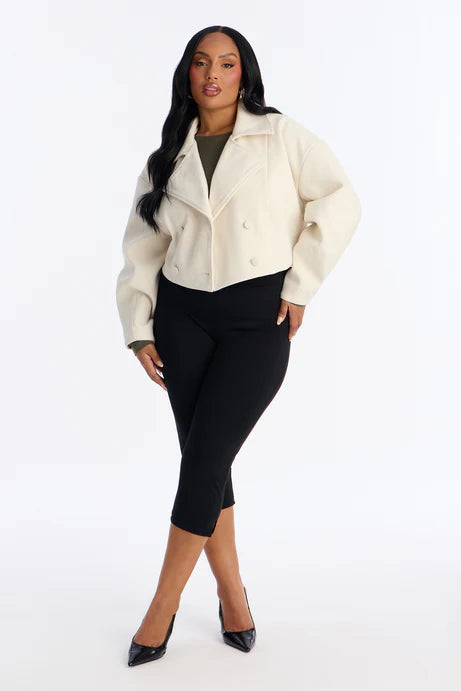 Manteau à double boutonnage crouté Holly - Crème