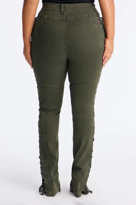 Pantalon évasé à lacets Tall After Hours 36′′ - Olive