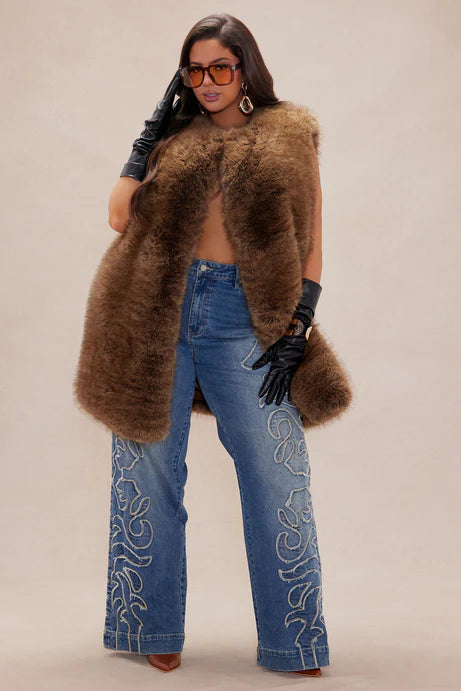 Gilet en fourrure Denver - Moka