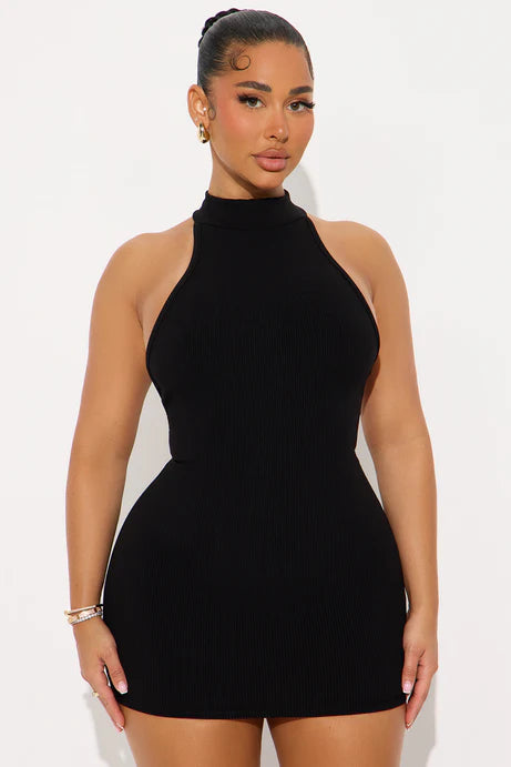 Mini-robe Cassandra Snatched - Noir