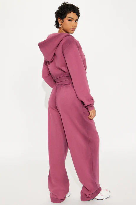 Ensemble pantalon en polaire lavée Wynona - Bourgogne