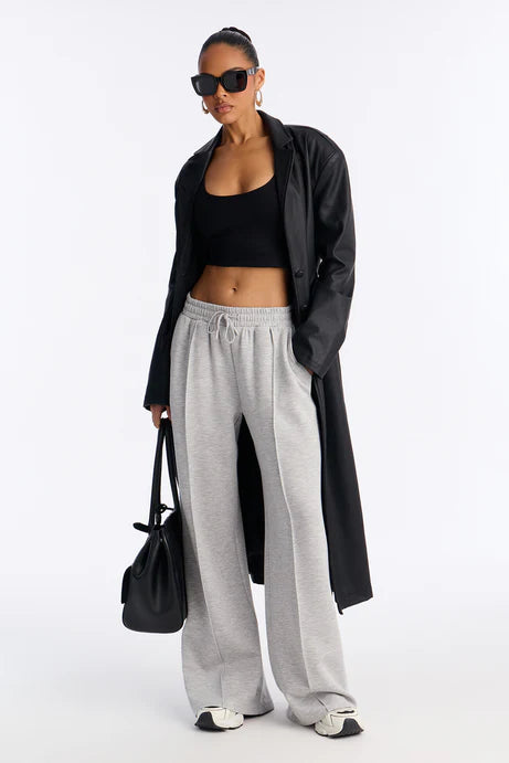 Pantalon de survêtement à jambes larges et latérales - Gris