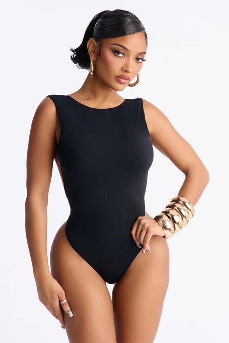 Body dos nu à double doublure Second Skin - Noir