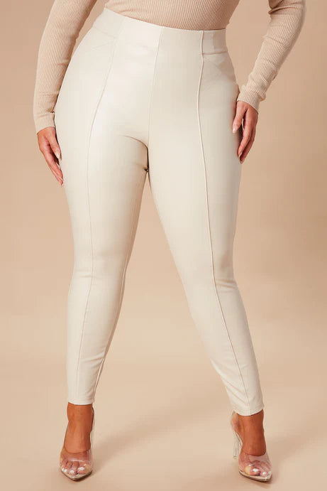 All Eyes On You Leggings en similicuir - Ivoire