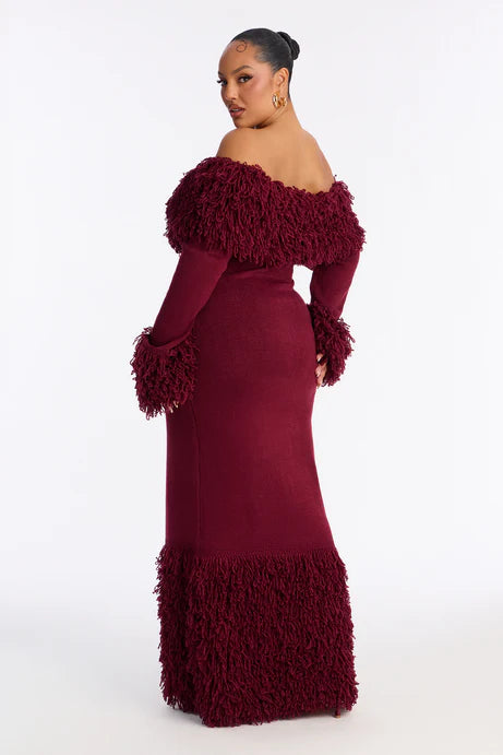 Robe longue pull Fireside Shag - Bourgogne