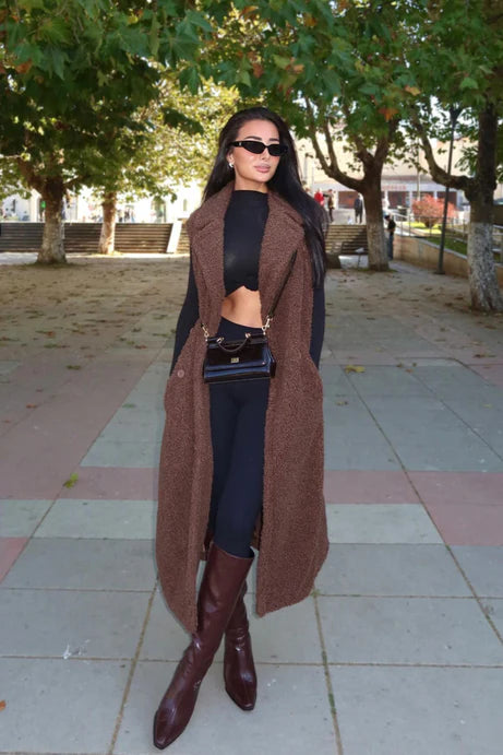 Comme un gilet long Teddy Sherpa - Chocolat