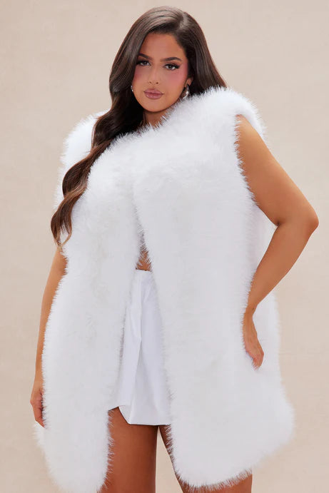 Gilet en fourrure Denver - Blanc cassé