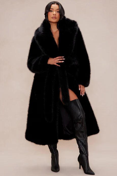 Manteau en fausse fourrure Madison - Noir