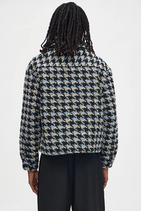 Boucle texturée courte en pied-de-poule - Noir